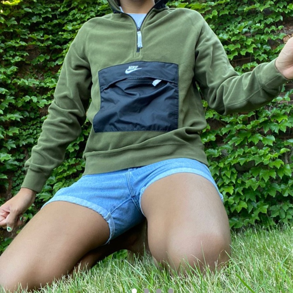 Nike Dark Green Quarter zip fleece w/ pocket